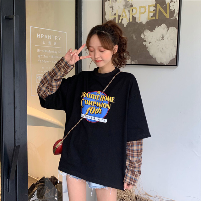 aw フェイクレイヤード長袖tシャツ 韓国レディースファッション通販 Keatc ケット シー