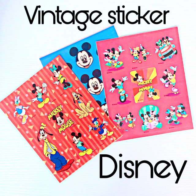 Vintage Sticker ビンテージディズニー Disney 輸入海外シールミッキーミニーステッカー Ptm