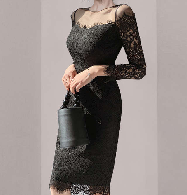 パーティードレス 総レースワンピース セクシー エレガント 上品 ミニワンピース フェミニン 大人 黒 白 春秋夏 Prism One プリズム ワン