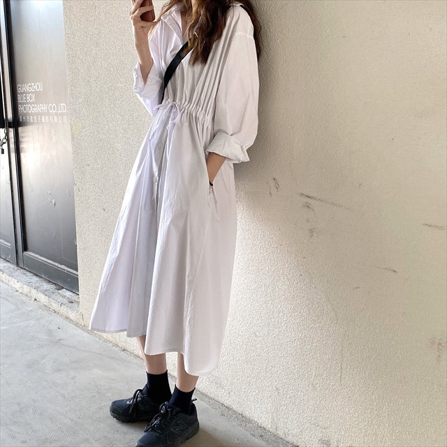 無地 ホワイト シャツ ワンピース 長袖 シャツワンピース 襟付き ミモレ丈 きちんと感 ウエストマーク ドローコード レディース オーバーサイズ デート 可愛い 体型カバー 10代 代 30代 40代 Laff Store ラフストア レディース 携帯ケース 携帯カバー