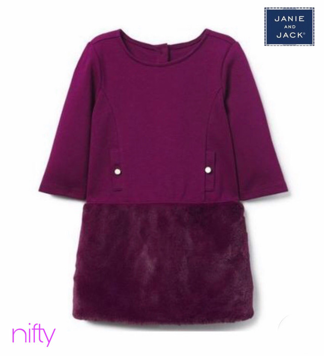 再入荷 Janie And Jack ジャニーアンドジャック ワインレッド ファー ワンピース Nifty
