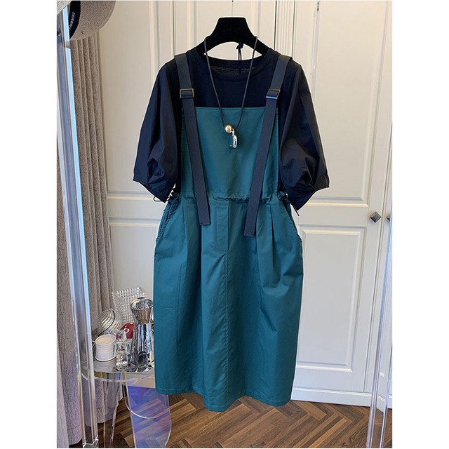 セットアップ レディース カジュアル 秋 21 秋物 新作 トップス Tシャツ ロンt ワンピース ストラップワンピース ジャンパースカート シンプル 無地 ミドル丈 ひざ丈 10代 代 着回し 韓国風 韓国 ブラック カーキ ブルーグリーン お出かけ デート デイリー 普段使い