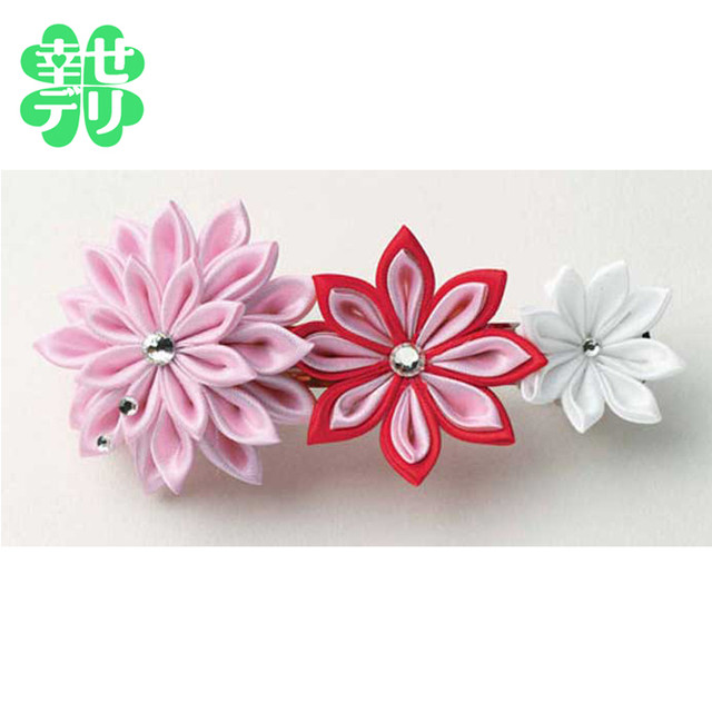 つまみ細工 お花のバレッタ 手作りキット ピンク 裁縫 手芸 ハンドメイド サテン 和風 Th Lh 407 幸せデリバリー リングピロー などの結婚式アイテム 手芸用品の通販