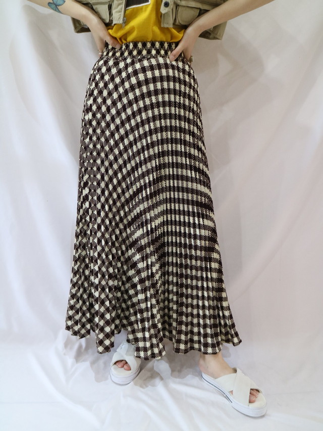 plaid pattern pleats skirt【1283】