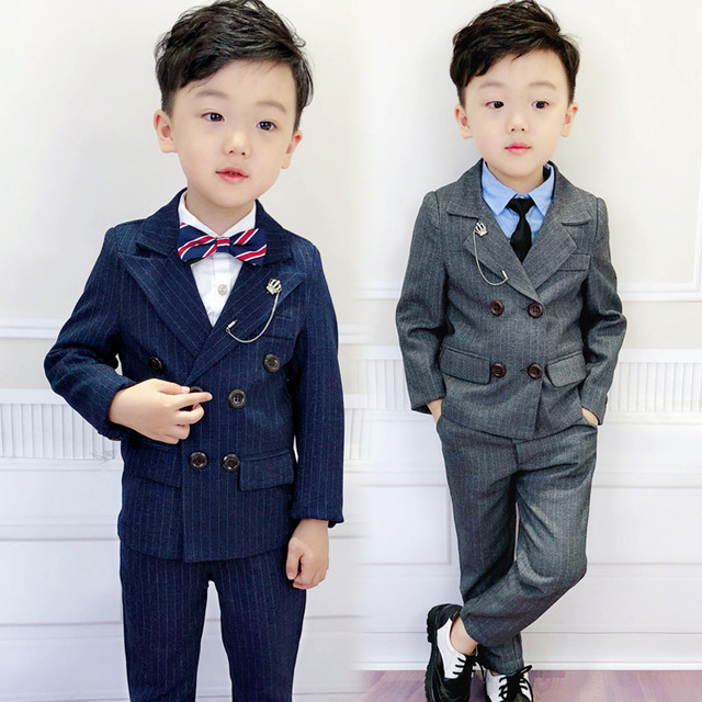 送料無料 子供 スーツ 男の子 5点セット セットアップ ハンサム おしゃれ かっこいい 子ども キッズ スーツ ベビースーツ ジャケット シャツ 蝶ネクタイ ブローチ ピアノ 発表会 誕生日 男の子 男児 子ども 結婚式 フォーマル パンツ 長ズボン グレー ブルー ネイビー 紺