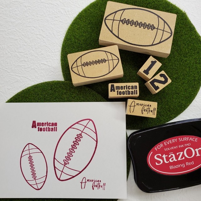 アメリカンフットボール 大 部活アピール スポーツ観戦に 球技シリーズスタンプ Hanya Kissho はんこ オリジナルスタンプ ゴム印