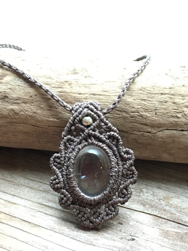 マクラメ編みネックレス 水晶 Mokihana415