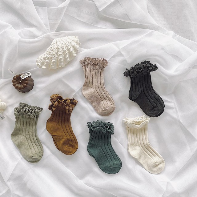 キッズ フリル レース リブソックス 6color 子ども靴下 フリル 靴下 子供用レッグウェアー専門店のyuyumo