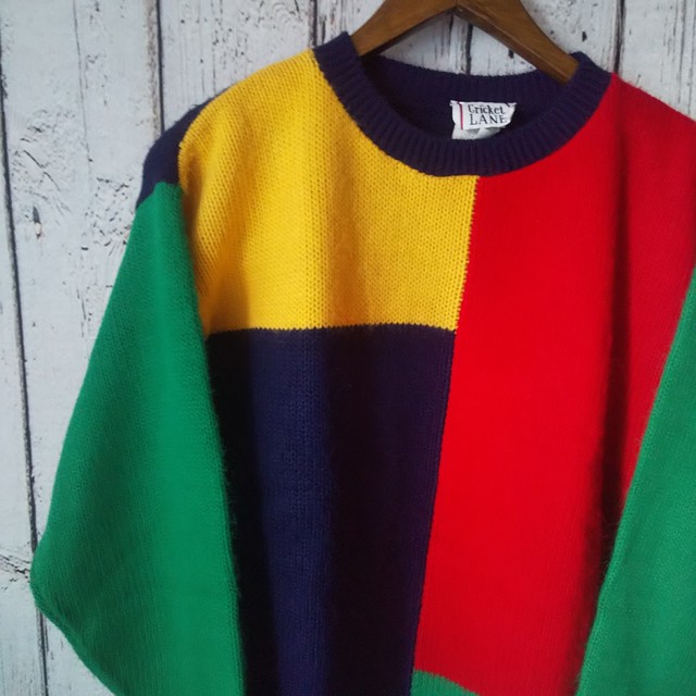 90s ラスタカラー クレイジーカラーニット Made In Usa Omnibus Used Vintage Selectclothing 古着