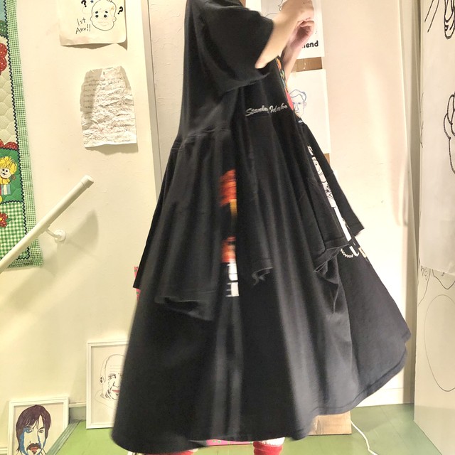 リメイク Tシャツドッキング ワンピース ブラック Repock Make Recommend