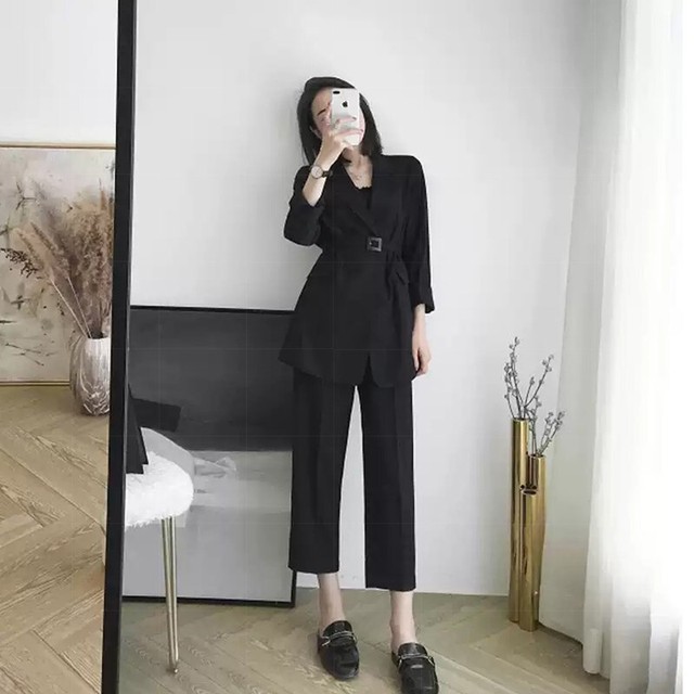 セットアップ レディース 春 ジャケット レディース 春 ベージュ ブラック 黒 ウエストマーク ハイウエスト ワイドパンツ フォーマル カジュアル シンプル Evergreen