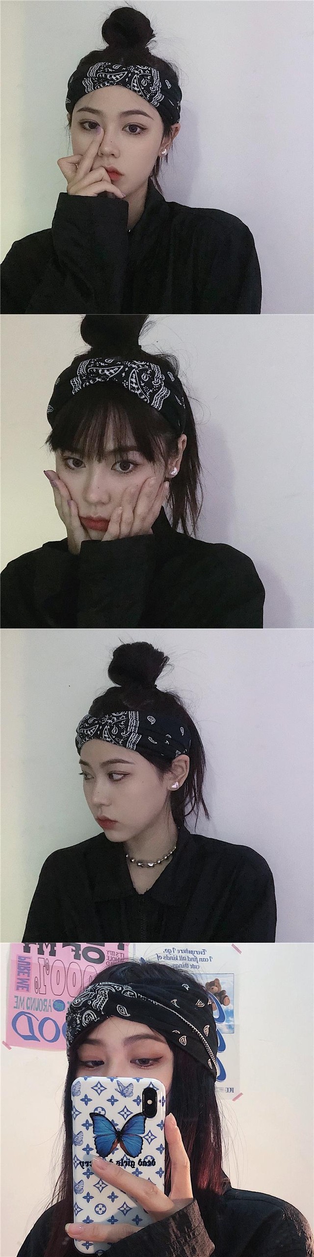 韓国ファッショントレンドスタンダードflowerデザイン クロスヘアバンド メンズレディース レトロ ヘアアクセサリー フラワーデザイン Museum Pleglad Demon