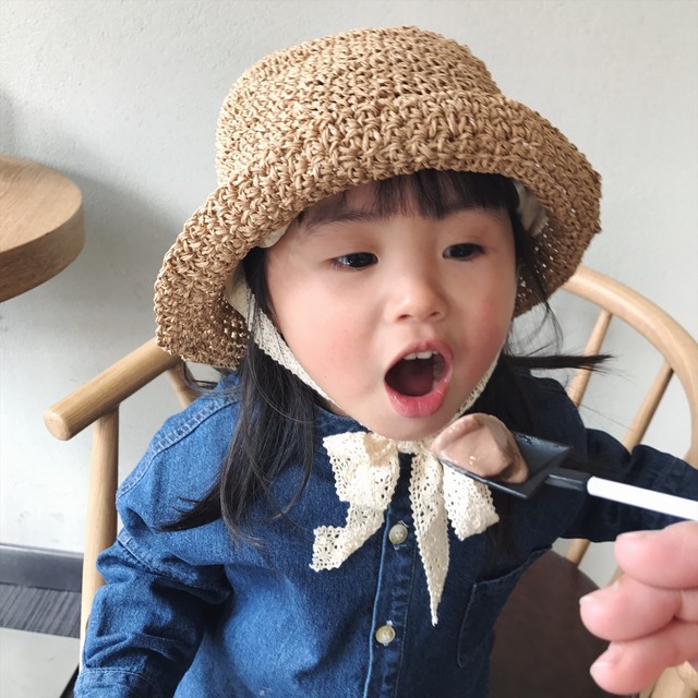 紐レース 麦わら帽子 子供 大人サイズあり Shop Ququ 韓国子供服