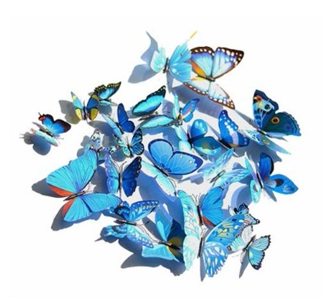 Zcza 039upk3 ３ｄウォールステッカー おしゃれ壁紙 蝶々 ブルー Lallea