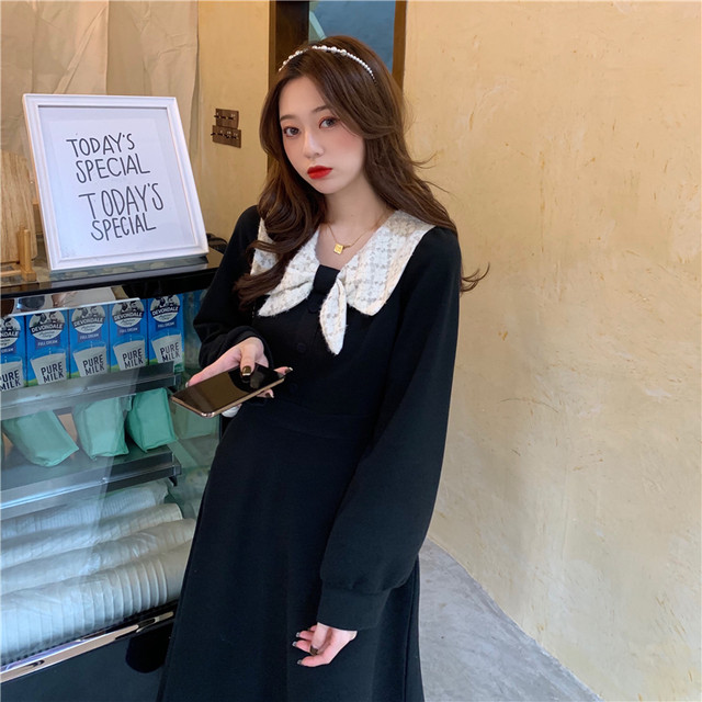 レトロ クラシカル ワントーンコーデ リボンタイ ワンピース ミモレ丈 ワンピース ａラインワンピース フレアスカート ワンピース ロング ワンピース 冬 ワンピース 長袖 カジュアル ガーリー フェミニン 韓国 オルチャン 韓国ファッション 新作 秋冬 秋 冬 Om 574