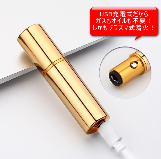 おしゃれ おもしろ ガス オイル不要 Usb充電式 スリムでかわいい 口紅型 プラズマ 電子ライター Hayarinet