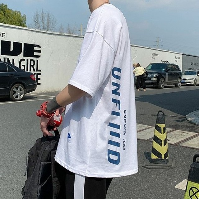 メンズファッション 通勤メンズ韓国ファッション英字アプリコットプリントシンプル半袖tシャツ Chuulife Com かっこかわいいストリート系を楽しもう