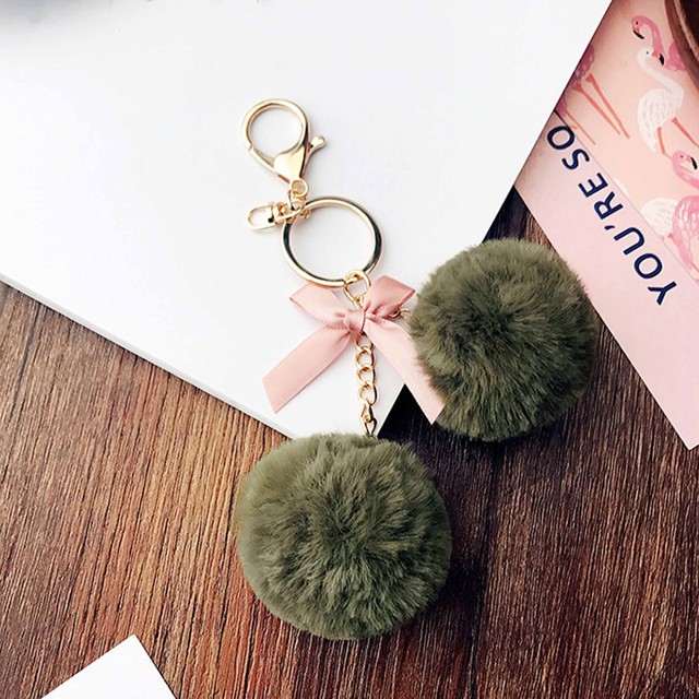 アクセサリー 小物 おしゃれ キーリング ファー キーホルダー ファーチャーム リボン付きボンボン キーホルダー ポンポン 可愛い ふわふわ バッグチャーム ネット通販 購入 激安 10代 代 30代 40代 春 夏 秋 冬 Roprot ロプロット ファッション レディースアパレル販売
