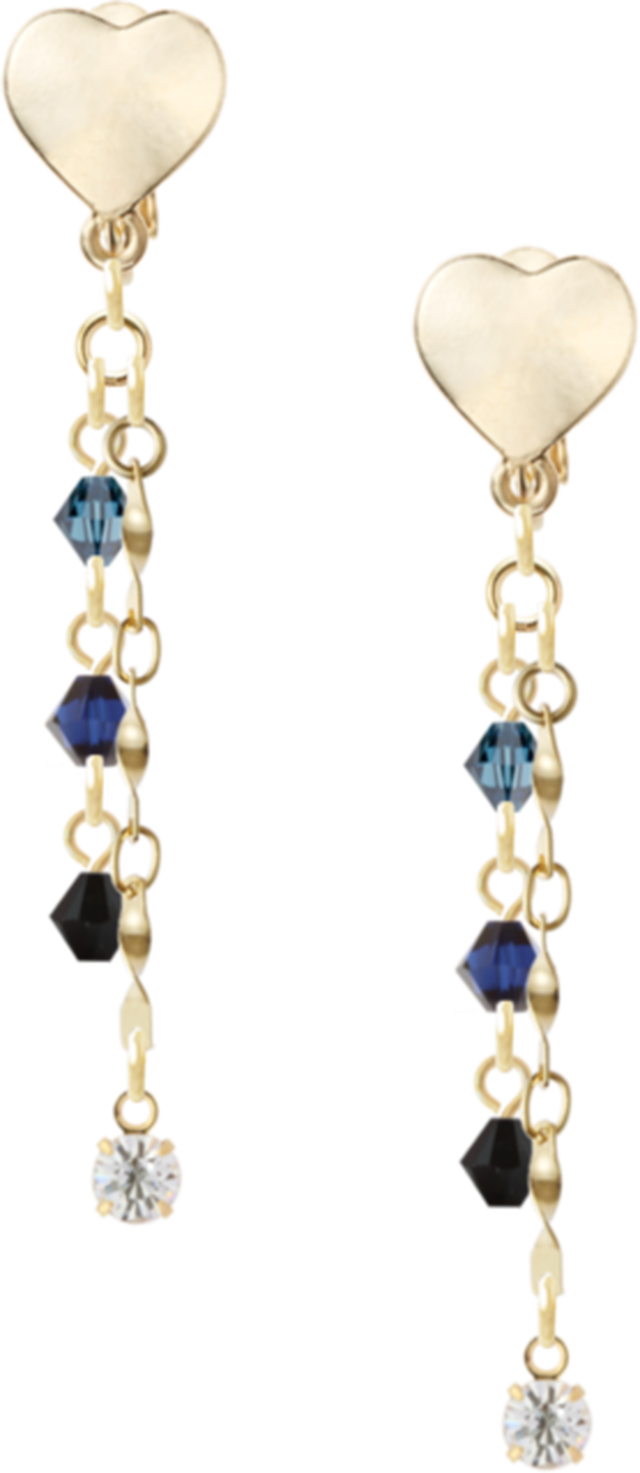 スワロフスキー青系グラデーション並びハートイヤリング Polaris 7