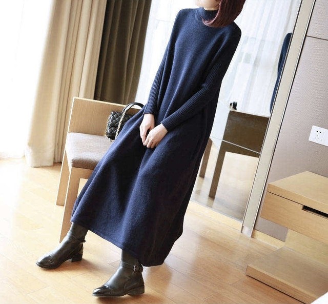 ニットワンピース ロング ロングワンピース ニット ハイネック ニットワンピース 秋 冬 ニットワンピース 体型カバー ハイネック 2701 ｂ Bloom ビーブルームトゥー ドレス ワンピース専門店