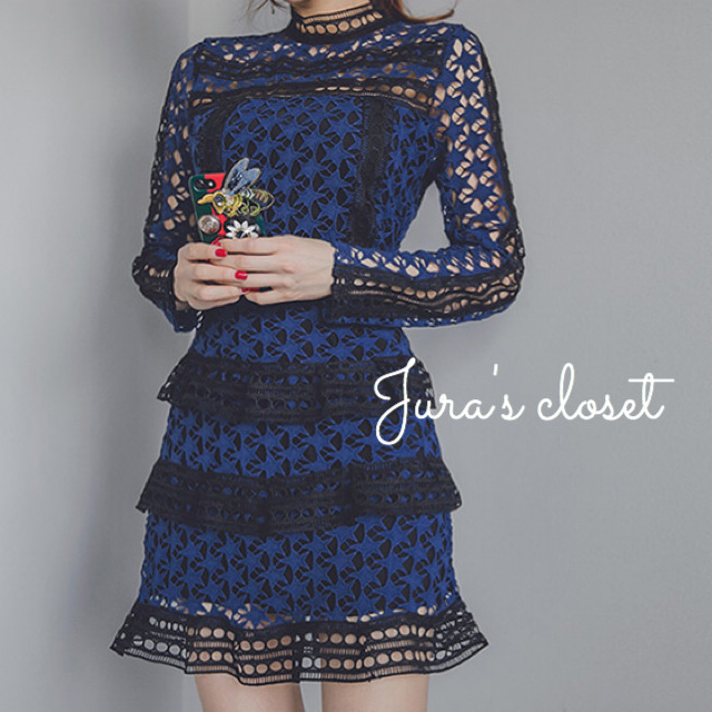 お星さまレース レイヤードワンピース 長袖 Jura S Closet ジュラクロ