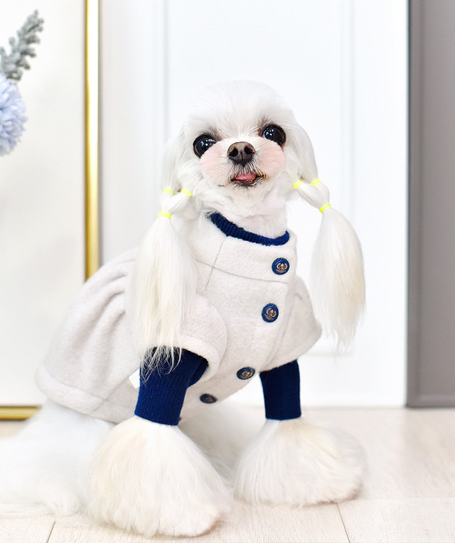 即納 予約 日本初上陸 犬服 Peekapoodle パフスリーブ ダッフルラシャコート クリームホワイト 犬の服 Peekapoodle Japan