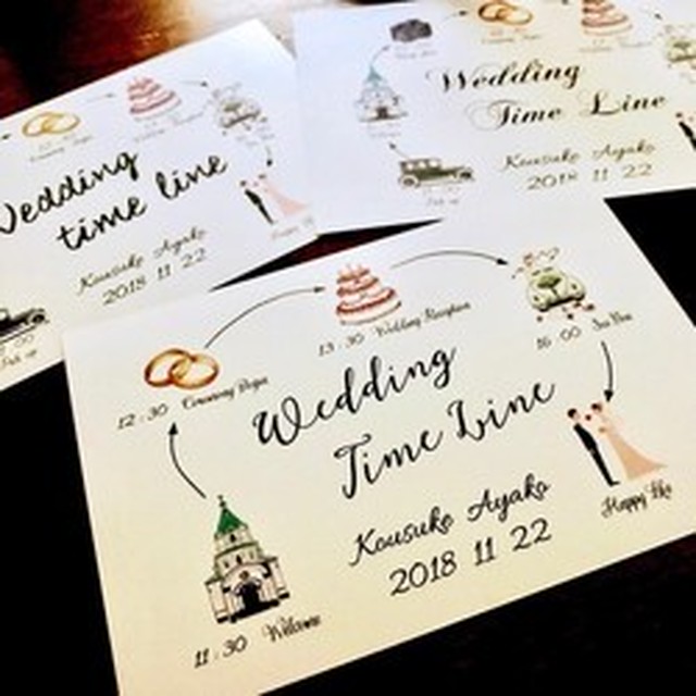 ウェディング タイムライン 結婚式 スケジュール はがきサイズ オーダー作成します Youme Wedded