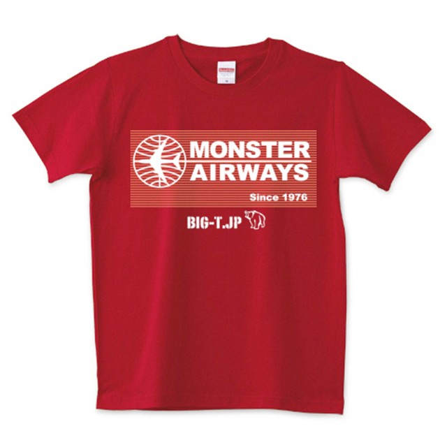 <新サイズ>MONSTER AIRWAYS Tシャツ レッド