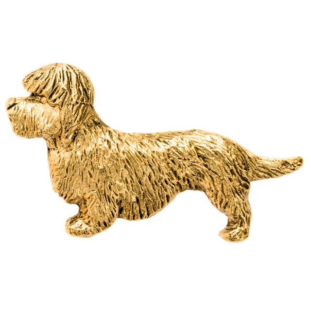 ダンディディンモントテリア イギリス製 22ct ゴールドプレート アート ドッグ ブローチ コレクション Dog Arts Japan Base店