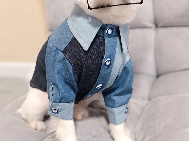 デニムシャツ パッチワーク 犬服 ドッグウェア ペット わんこ服 Bandp Dog Wear わんこのお洋服 犬服 ペット服