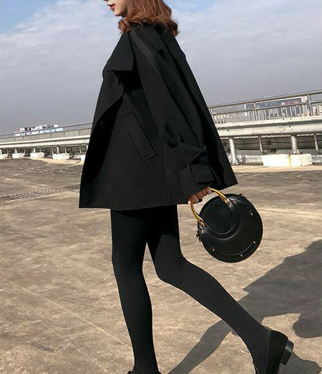 袖リボン コート ブラック 無地 Aライン アウター 秋 冬 大人可愛い フェミニン デート きれい目 10代 代 30代 Y0292 Sunny Place