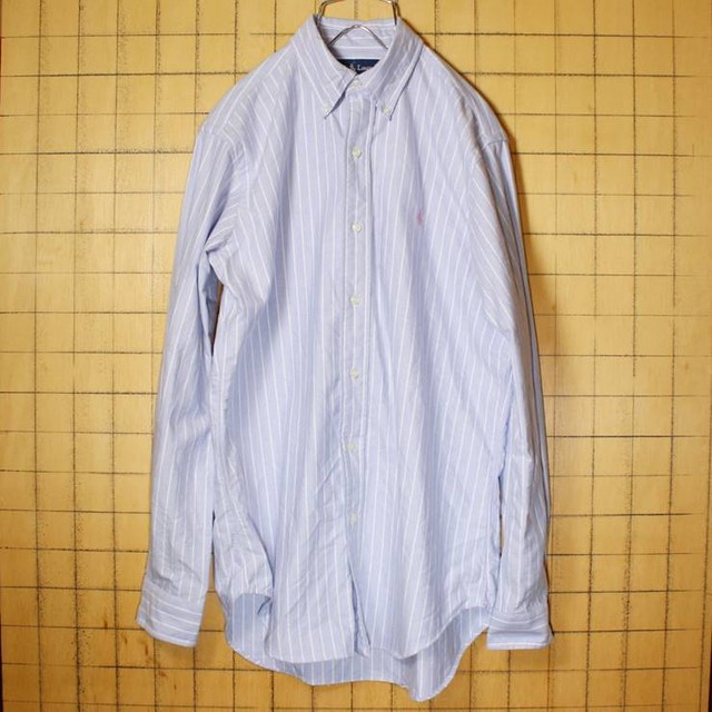 Usa Polo Ralph Lauren ボタンダウン 長袖 ストライプ シャツ ライトブルー メンズm相当 ラルフローレン 古着 0810aw38 古着屋ataco Garage