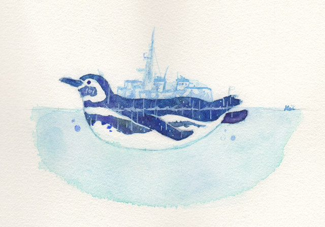 【南極ホタル堂】 原画「ペンギン艦-むらさめ -」