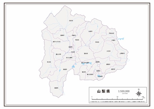 P4山梨県 河川湖沼 K Yamanashi P4 楽地図 日本全国の白地図ショップ