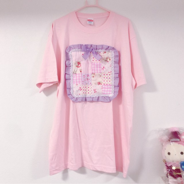 パッチワークモチーフ リメイクビッグtシャツ 涙小瓶工房