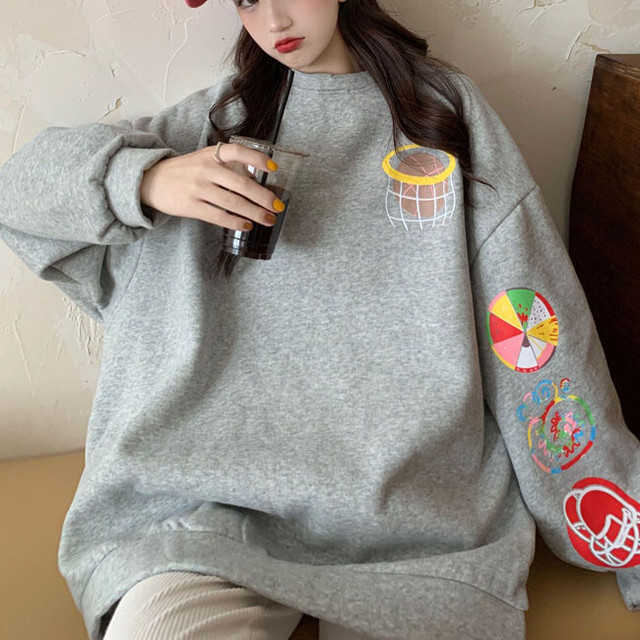 3色 Casual トレーナー スウェット レディース 裏起毛 おしゃれ 安い 韓国 プリント 秋冬 まるの樹 Fashion