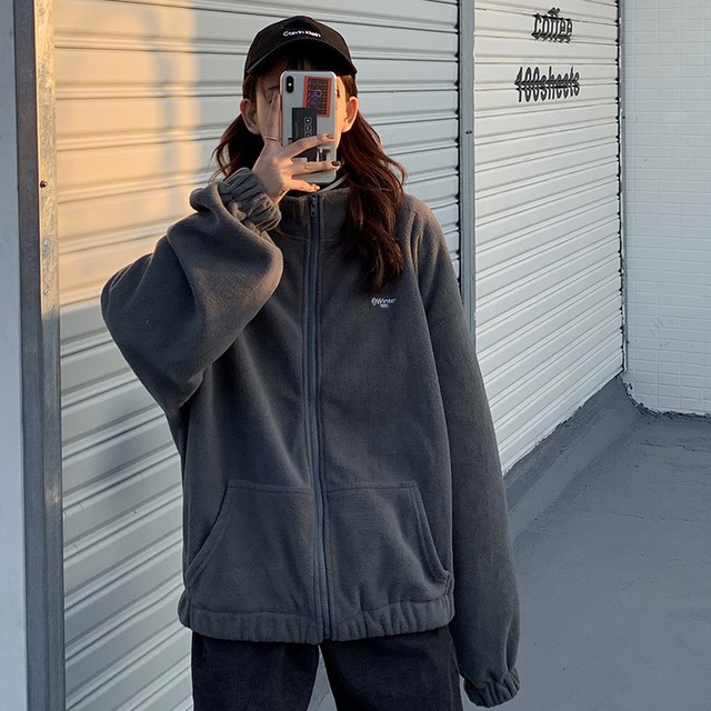 大きいサイズ レディース トップス 春 秋 冬 4カラー トレーナー スウェット ブルゾン パーカー 羽織 フリース 長袖 ロゴ オーバーサイズ トレーナー スウェット パーカー シンプル カジュアル メンズライク ユニセックス おしゃれ かっこいい お出かけ デート 通勤 通学