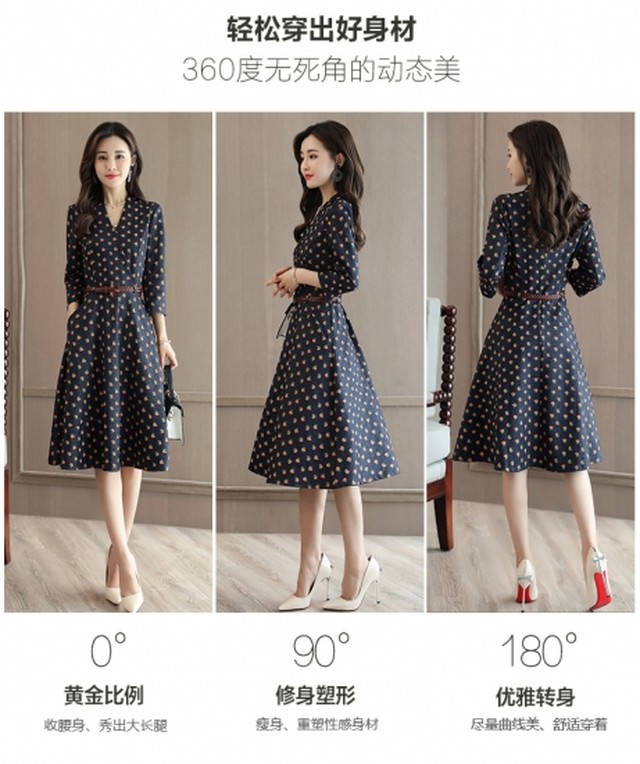 送料無料 春夏 小さな花柄 ハイウエスト レトロ調 ワンピース フェミニン Lovecometrue