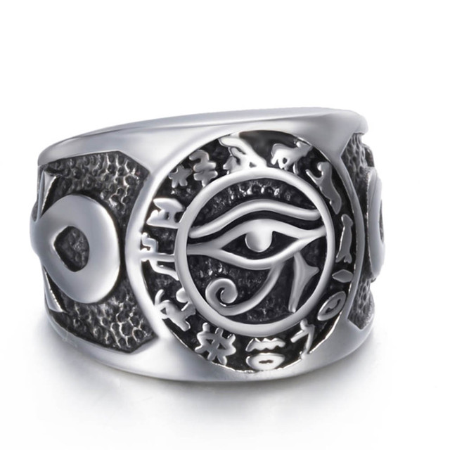 ホルスの目 ラーの目 エジプト フリーメーソン リング 指輪 メンズアクセサリー プロビデンスの目 都市伝説 シルバー ステンレス ちゅらネット にふぇーでーびる