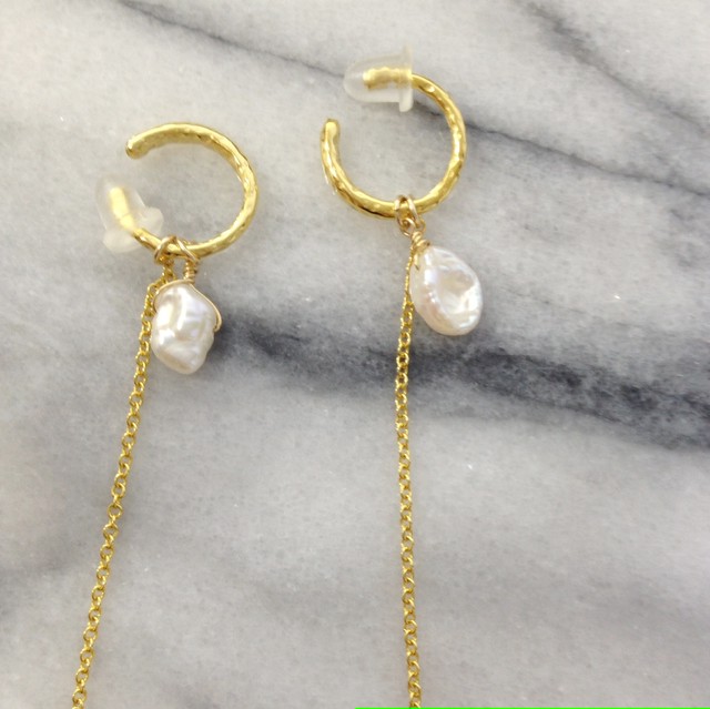 Fate 痛くないイヤリング 淡水パール 真珠 イヤリング 14kgf Riele リエル Riele リエル 痛くないイヤリング