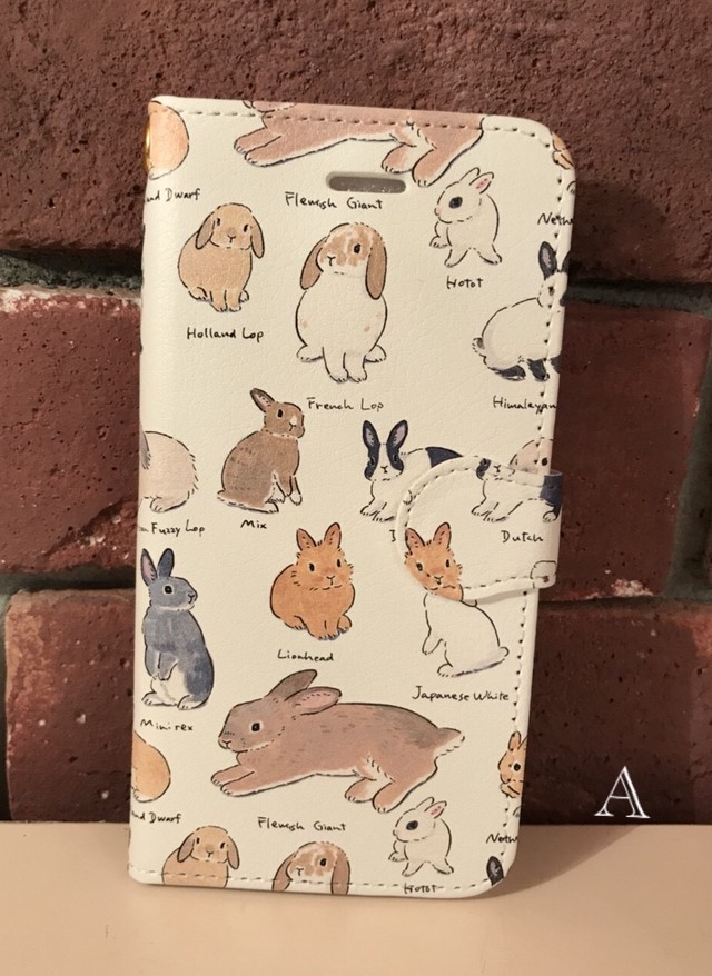 森山標子イラストiphoneケース手帳タイプ ラビットデパートメント Rabbit Department うさぎ雑貨