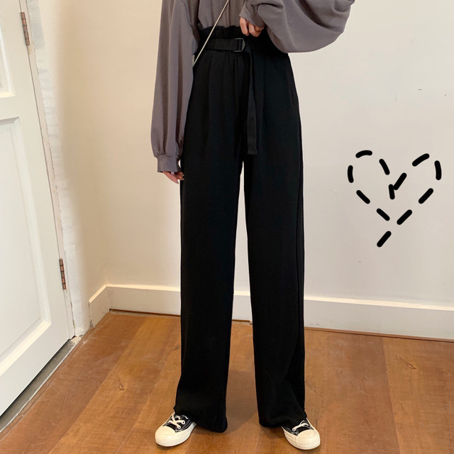 カットソーワイドパンツ ハイウエスト フルレングス ウエストゴム 無地 シンプル カジュアル ストリート ボーイッシュ メンズライク 春 秋 冬 Pa7473 Mahha Planet