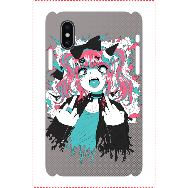 Iphoneケース スマホケース イラスト 女の子 かっこいい ロック エモい アニメ塗り Iphonexs X Xperia Iphone5 6 6s 7 8 おすすめ 個性的 人気 イラストレーター クリエイター 絵師 Android アンドロイド ケース タイトル Fuck Mint 作 赤zukin Iphone