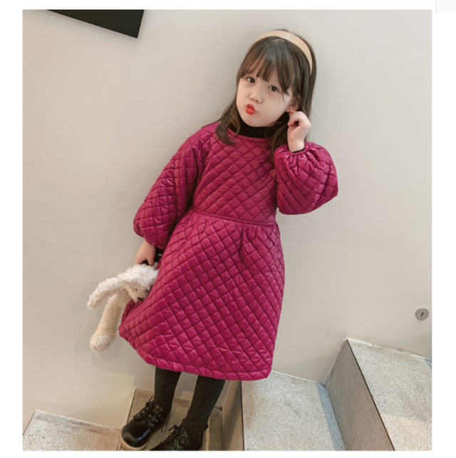 予約商品 キルティングワンピース キッズ 女の子 90 140こども服 子供服 Kids ワンピース 秋 冬 ガーリー 長袖 こども 子供 ジュニア ワンピ おしゃれ キルティング 無地 Lavoro