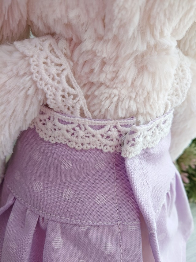 ガーリーリボンレースのワンピースパープル Jellycatジェリーキャットぬいぐるみ服ぬいぐるみドレス Fraise Dress