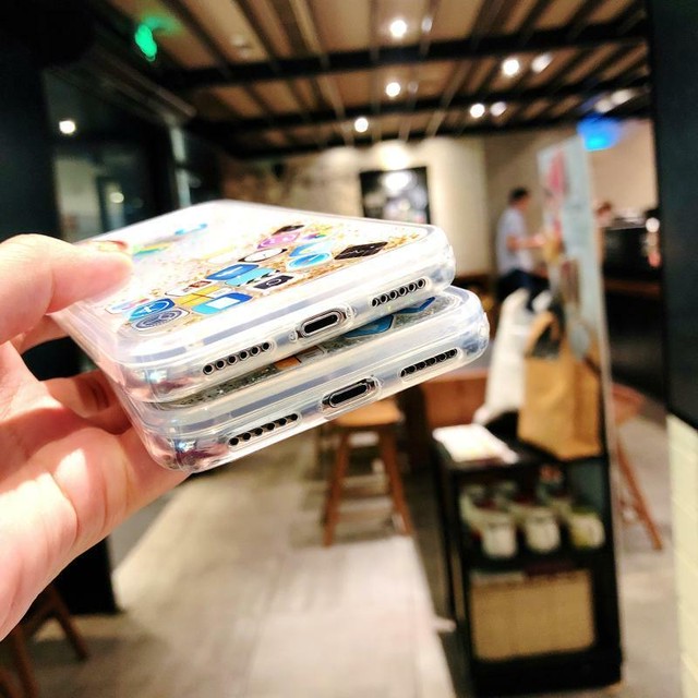 Iphoneケース カバー アイフォン スマホケース アイコン アプリ キラキラ おしゃれ ゴールド クリア 透明 お揃い ペア K096 Koreanplus 韓国ファッション コリアンファッション オルチャンファッション