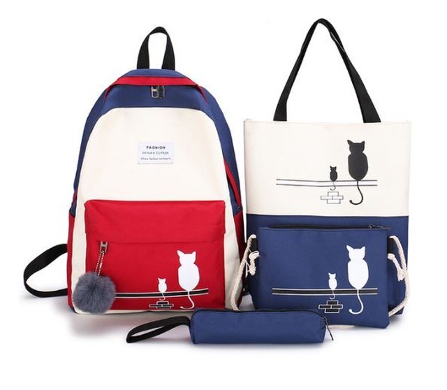 リュック トートなど4セット 3色 ペアの親子猫がかわいいリュック 猫グッズ 猫雑貨通販 にゃん処