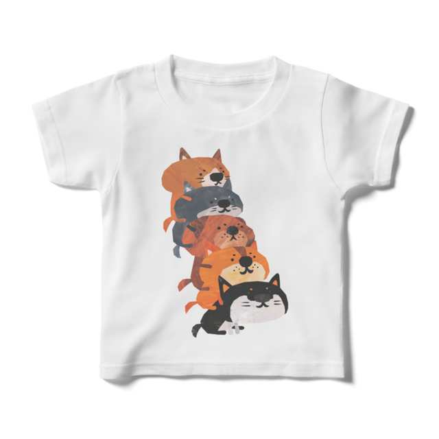 前面プリントイラストキッズtシャツ ペチとニワトリ Orange Garden