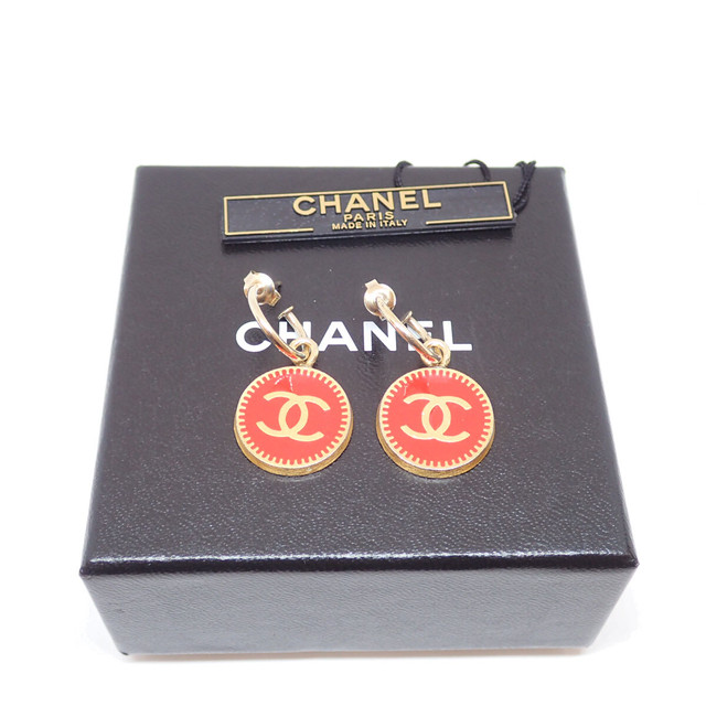 Chanel シャネル ピアス ココマーク レッド ゴールド 01p Chanelアクセサリー専門店