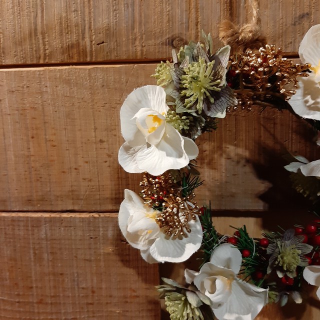 アーティフィシャルフラワーリースアレンジメント蘭カレンアストランティア 造花 アートフラワー Regnbue